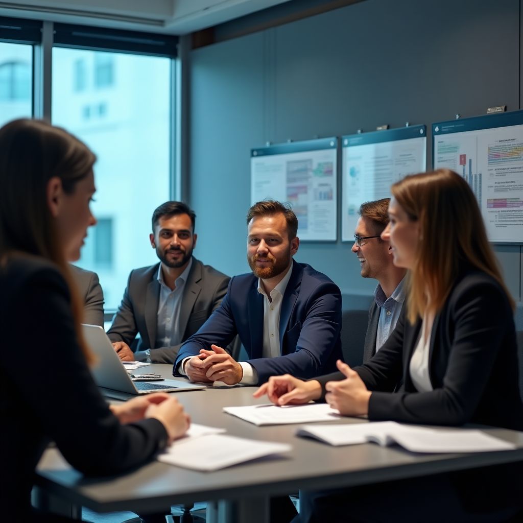 Equipo de consultores fiscales en oficina moderna